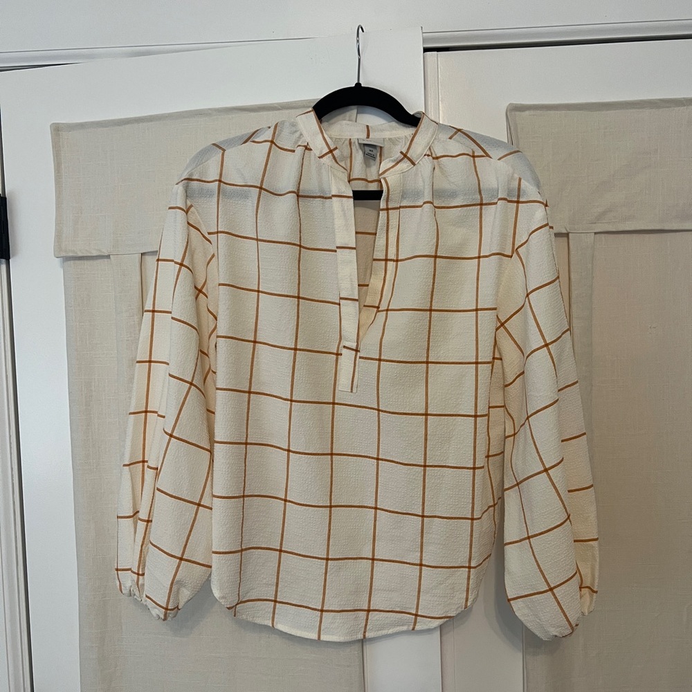 A New Day balloon sleeve check blouse